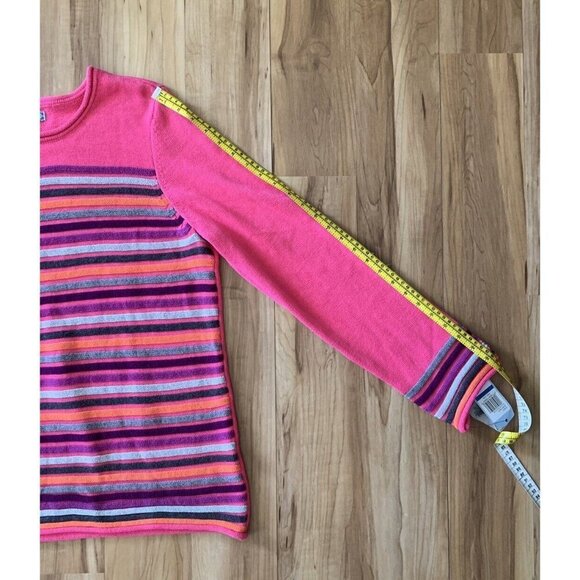 IZOD Woman's Sweater Size XL Fuchsia Pink Striped Knit Long Sleeve New - Picture 7 of 14